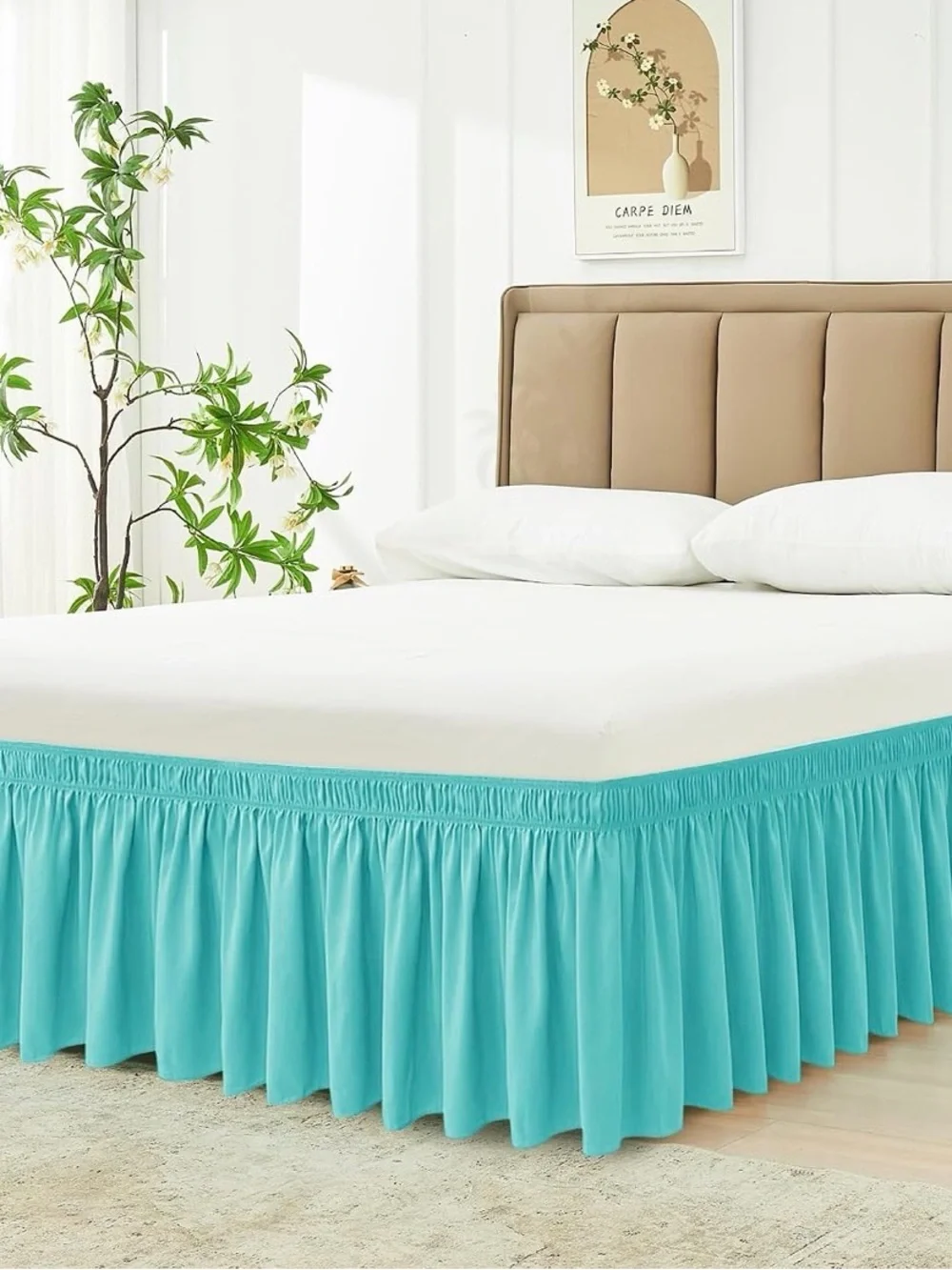 Aqua King Bed Skirt, Biscayne Bay. Elegant Ruffled Design